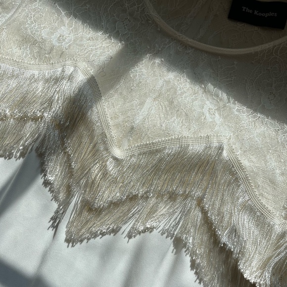THE KOOPLES | Lace and Fringe Silk Top | MEDIUM - Picture 6 of 9